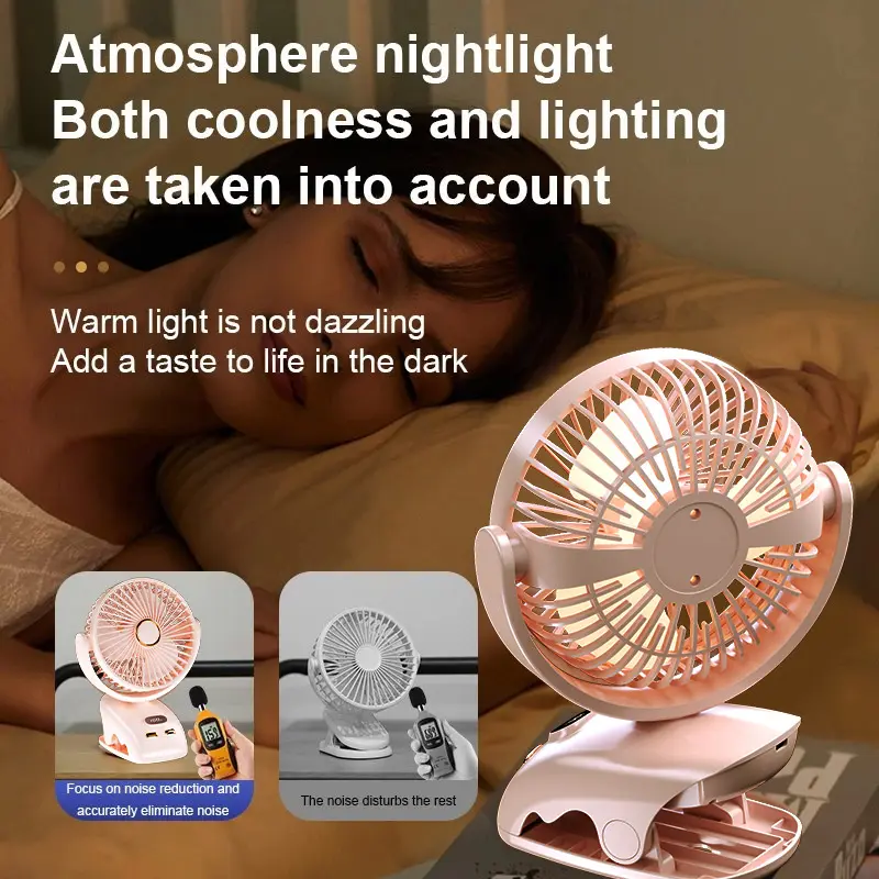Kipas Angin USB Clip Mini Fan Rotating Kipas Angin Meja Mini Jepit Portable LED Display Portable Fan Aromaterapi kipas mini 5