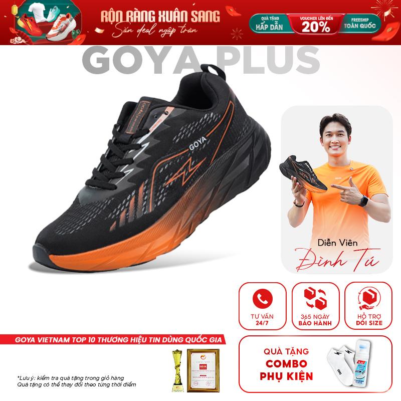 Giày Thể Thao Chạy Bộ Goya Plus Năm 2025 Đen Cam - Siêu Nhẹ Siêu Êm Phù Hợp Cho Nam Nữ Đi Bộ Sneaker Tập Chạy Bộ Tập Thể Dục