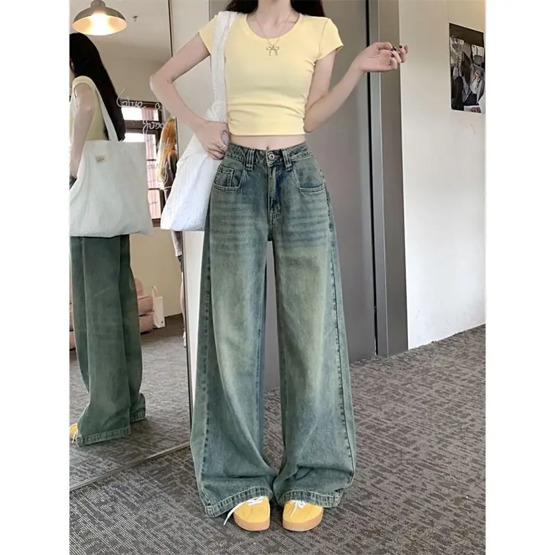 [JomelinJeans]-[JNS-207] Celana Jeans Panjang Wanita Retro Highwaist Denim | Biru Loose Korean Style  Nyaman Santai 1