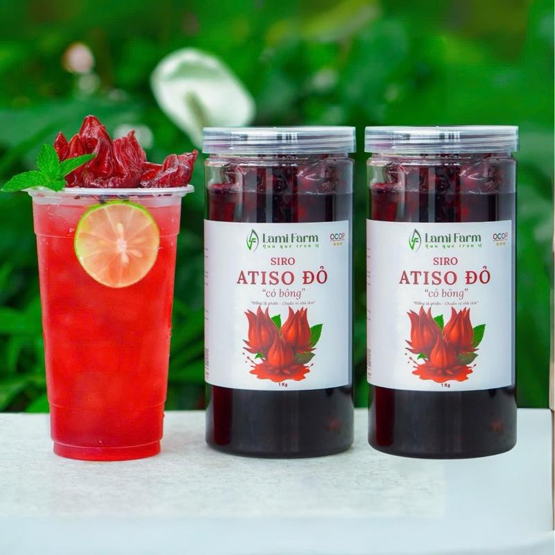 COMBO 2 HŨ Siro atiso đỏ có bông pha với nước lọc