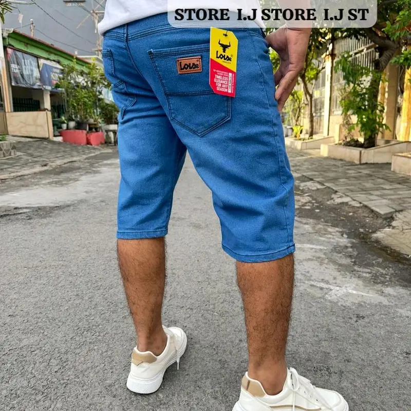 Celana Pendek Pria Melar - Celana Pendek Jeans Pria Biru Melar - Celana Pendek Jeans Hitam Melar - Celana Pendek Jeans 27-38 Celana Pendek Jeans Pria - Celana Pendek Jeans Biru Denim Soft Stretch Dewasa 6