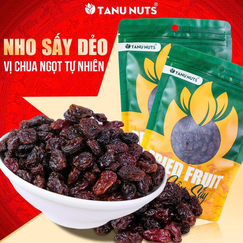  Nho Chile sấy dẻo nguyên vị TANU NUTS nho khô Raisins Chile sấy không đường chua ngọt Thức Ăn Vặt Healthy Snack Food 