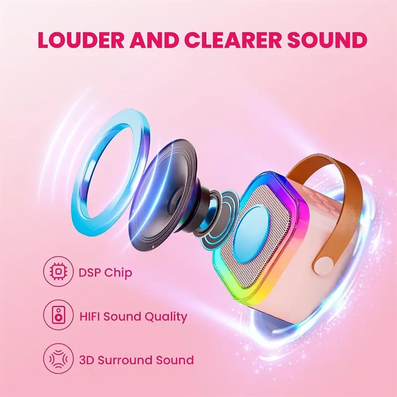 ANSEN【Rendah 2025】K12 Speaker Bluetooth 2Mic 1 Set karaoke Speaker KTV Cute Wireless Lucu Portabel Luar Ruangan Bass 7
