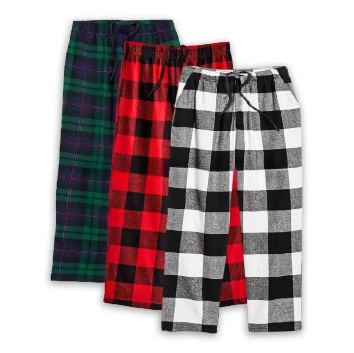 Celana Panjang Polar Tartan Kotak Merah Hijau Super Soft Unisex Pria dan Wanita