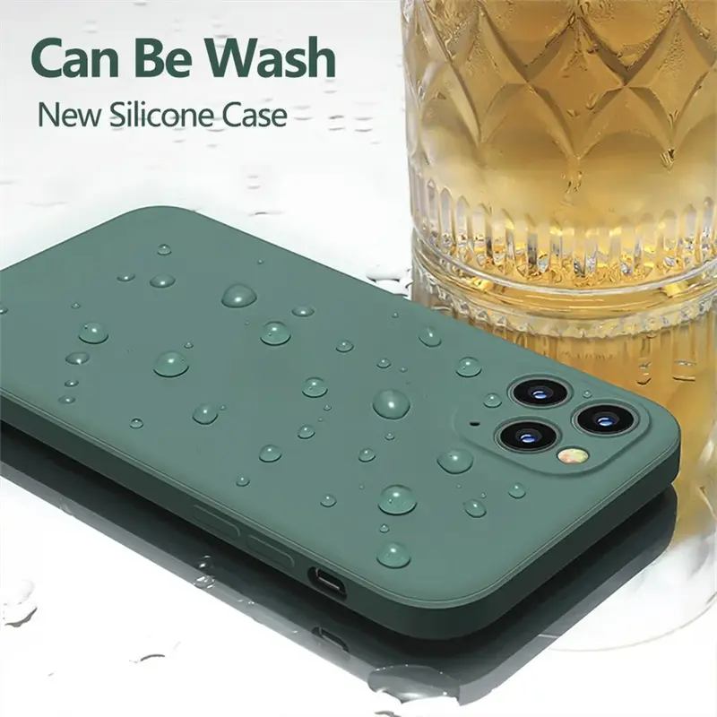 Case Silicone Macaron Square Iphone 13 14 15 Pro Max Plus Casing Soft TPU 4