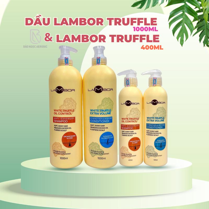 LT- LAMBOR - 2 CẶP GỘI XẢ LAMBOR WHITE TRUFFLE 400ML + 1000ML - Dưỡng mềm mượt tóc - Chăm Sóc Tóc