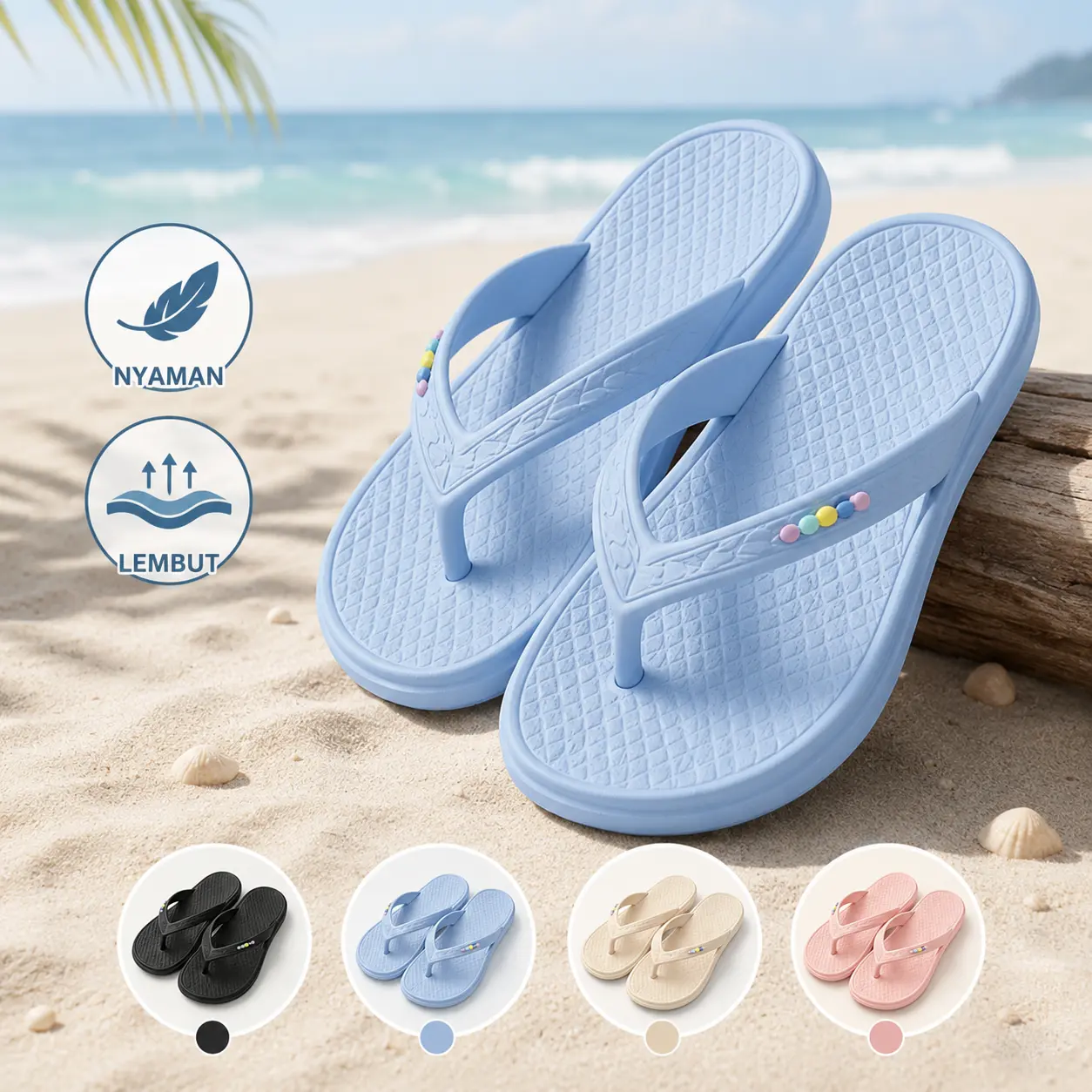 Sandal Jepit Wanita Sendal Santai Wanita Motif Polos Sandal Jepit Simple sandal & sandal jepit