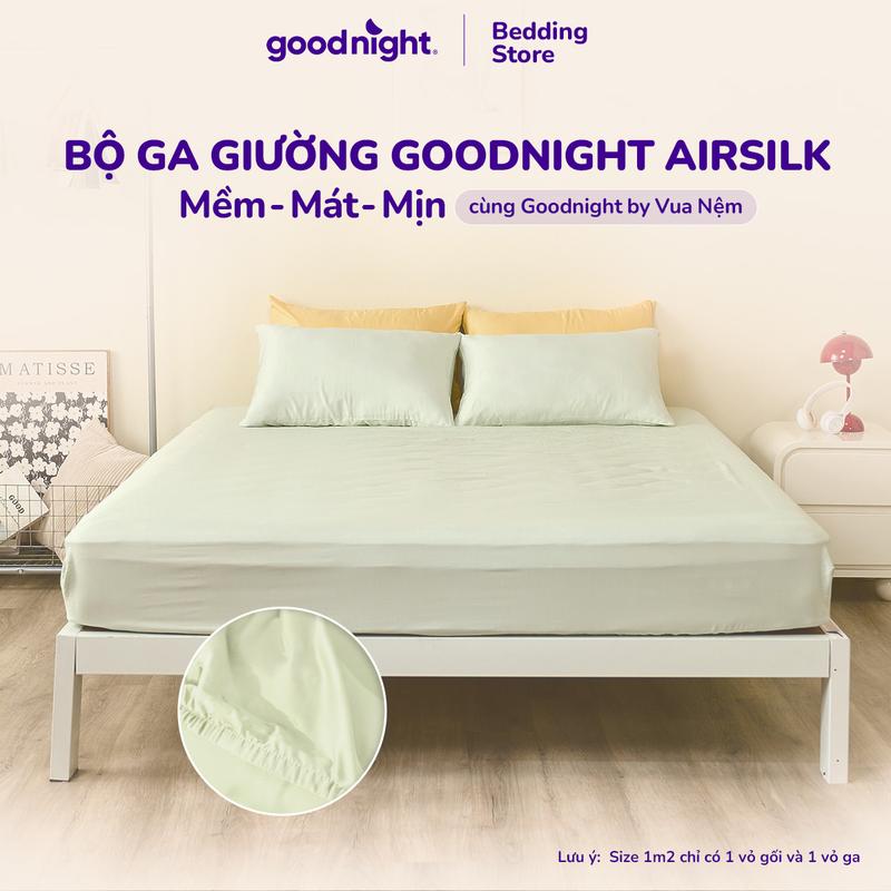  Goodnight Bộ ga gối 3 món Airsilk ga giường mùa hè mát lạnh chất liệu tencel mềm mại drap bo chun phù hợp nệm dưới 30cm 5 màu sắc tinh tế 