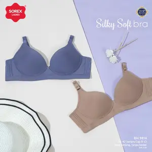Bra BH  9814 Wanita Sorex Murah Bra Cup Besar Tanpa Kawat Busa Kait 3 Setara Cup B-C Silky Soft