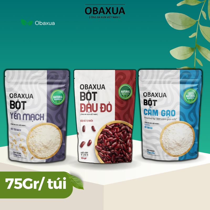 Combo 3 Túi Bột : Bột Đậu Đỏ Bột Yến Mạch Bột Cám Gạo Obaxua 75gr túi