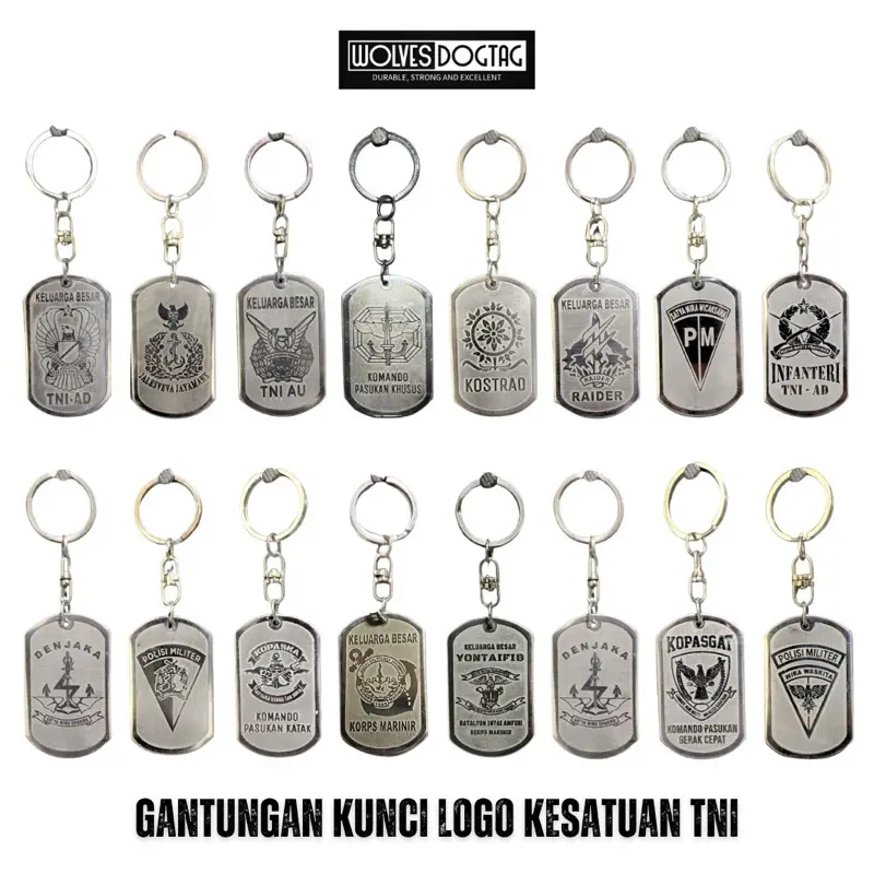 Gantungan kunci kesatuan TNI / aksesoris TNI / gantungan kunci monel anti karat / gantungan kunci TNI / gantungan TNI / gantungan kunci tni ad / kopassus / marinir / tni al / tni au Pengait Souvenir Hadiah Liontin Besi Baju Rantai 0