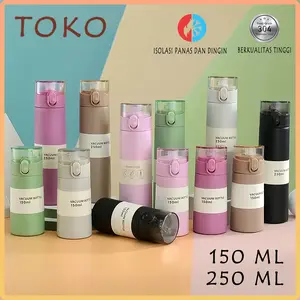 Termos anak stainless steel 250ml/150ml, mudah dihancurkan dengan satu tombol, tahan lama, portabel, botol air anak-anak yang ringkas, bebas BPA