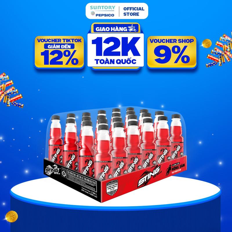  Thùng 24 Chai Nước Tăng Lực Sting Dâu  330ml chai  