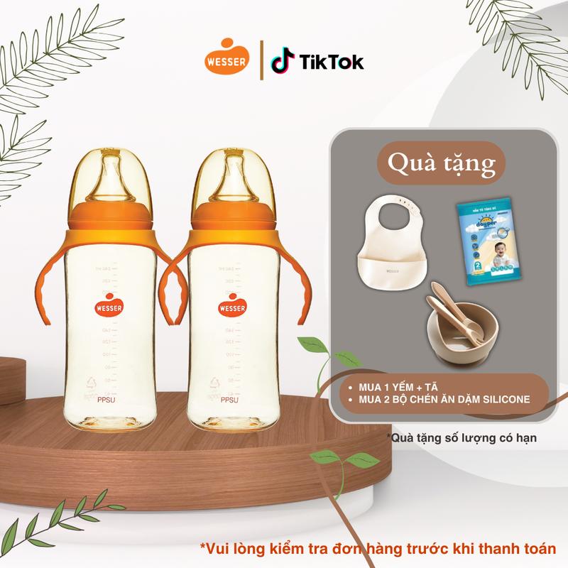 Bình sữa Cổ Hẹp PPSU Wesser 140ml/250ml có tay cầm