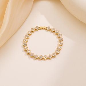 vòng tay cặp đôi Full Diamond Four Leaf Clover Bracelet Colorful European American Fashion Luxury Jewelry