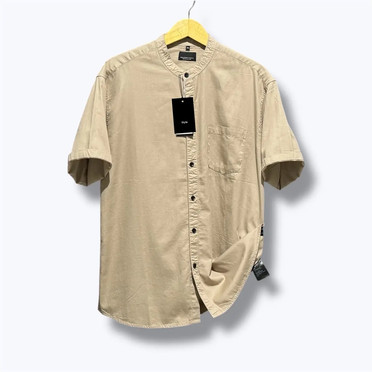 Kemeja Pendek Jumbo H/M Premium - Kerah Shanghai - Kemeja Shanghai BigSize - Kemeja Pria Polos Katun Premium Jumbo