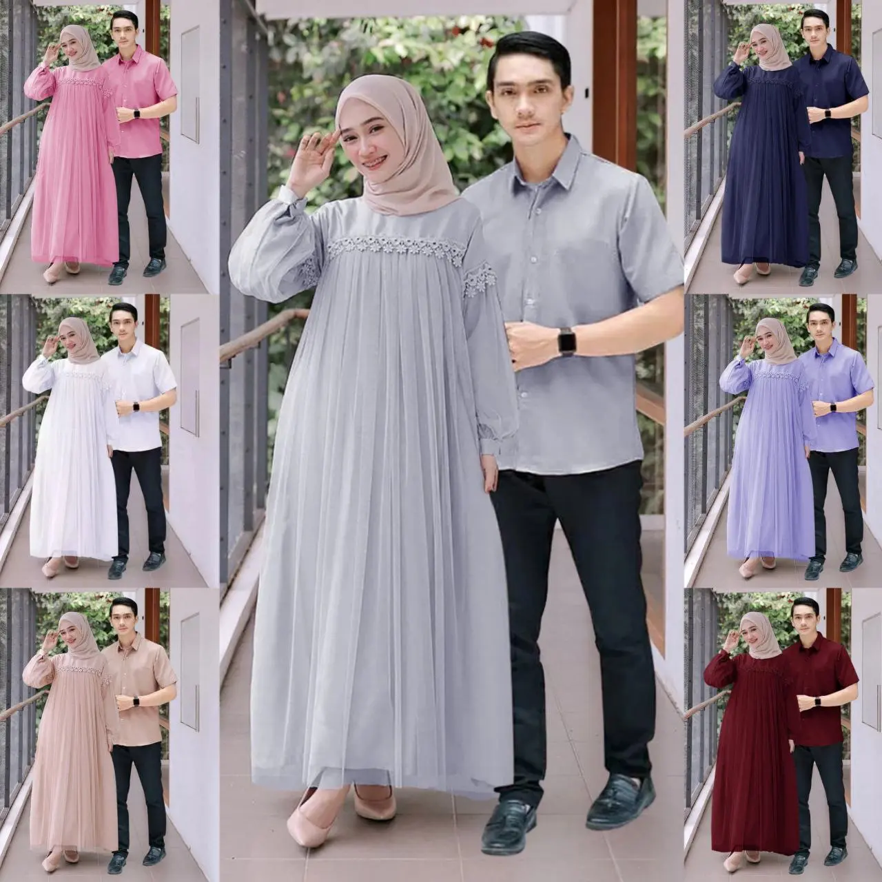 MUSLIM COUPLE 2IN1 QLIFA SIZE M - XXL / PAKAIAN LEBARAN COUPLE / BAJU PASANGAN / BUSANA MUSLIM COUPLE / FAMILY SET / GAMIS COUPLE KONDANGAN / SERAGAM LEBARAN
