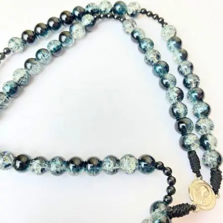 Kalung Rosario Batu Pecah Bapa Kami 77 - Hitam, 8mm - Manik Batu Eksklusif 1