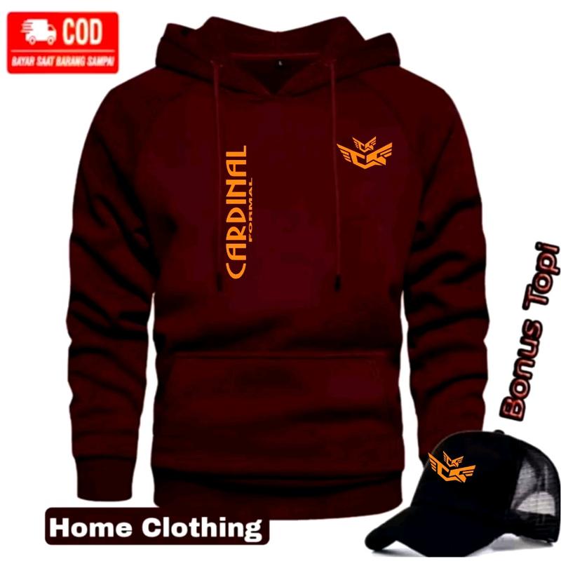 BONUS TOPI Terbaru !  Jaket Hoodie  Pria Wanita Terbaru - Hoodie Distro Pria Free Topi    Terbaru Print Oren 100% Cotton Fleece ( Bahan Tebal ) - Premium Quality Casual Lembut Nyaman 5