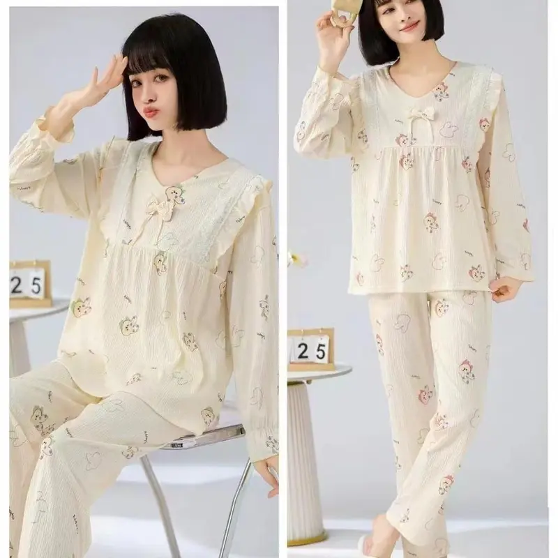 Setelan Piyama Baju Tidur Wanita Dewasa Lengan Panjang Crinkle Jelly Premium 0