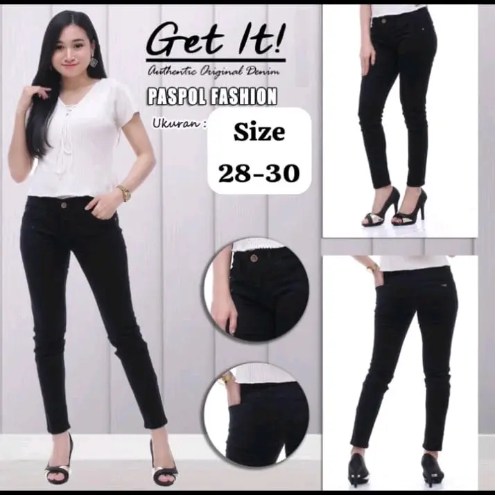 CELANA JEANS SKINY HITAM WANITA BISA UNTUK KERJA