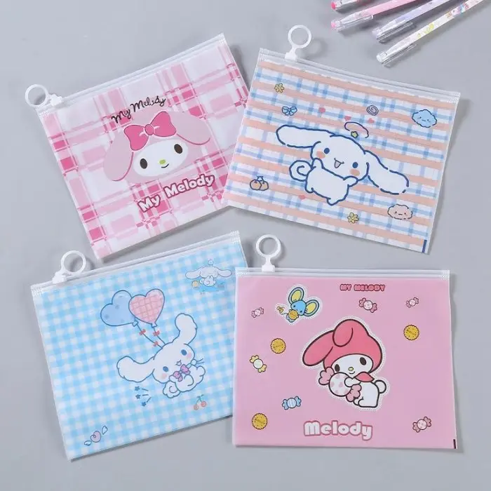 Zipper Bag Transparan Karakter Lucu Tempat Pensil Korea Terlaris!