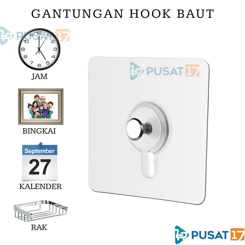 PUSAT17 TEMPELAN HOOK BAUT PAKU / TEMPELAN DINDING AJAIB BAUT GANTUNGAN HOOK MAGIC TEMPEL PEREKAT TANPA BOR 0