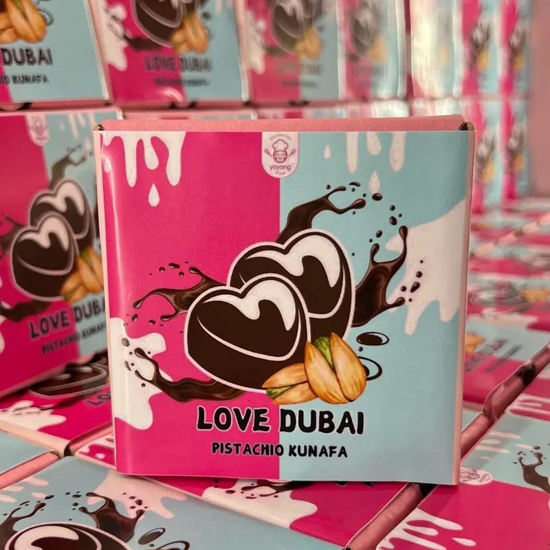 Coklat Love Dubai Kunafe Pistachio  50g - Yayang Dessert dubai  chocolate promo Valentine 2