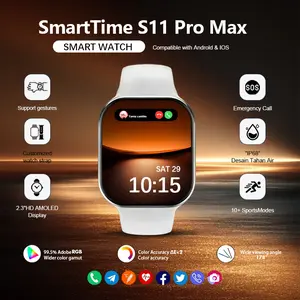 Tahan Air Smart Watch 11 Pro Max 10 Pro Max  Original - Layar AMOLED 2.2" NFC GPS Panggilan Bluetooth Pengisian Nirkabel Pria Wanita + Wallpaper Gratis