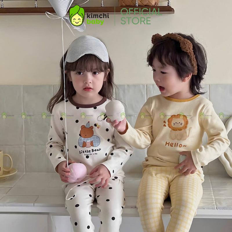   10-25KG  Bộ dài tay thu đông bé trái bé gái cao cấp KIMCHIBABY 2025 vải nhập khẩu 92% viscose 8% spandex định lượng 260gsm DÀY MỊN ẤM không xù lông không bai dão không phai màu cho bé 2-7 tuổi mặc nhà 