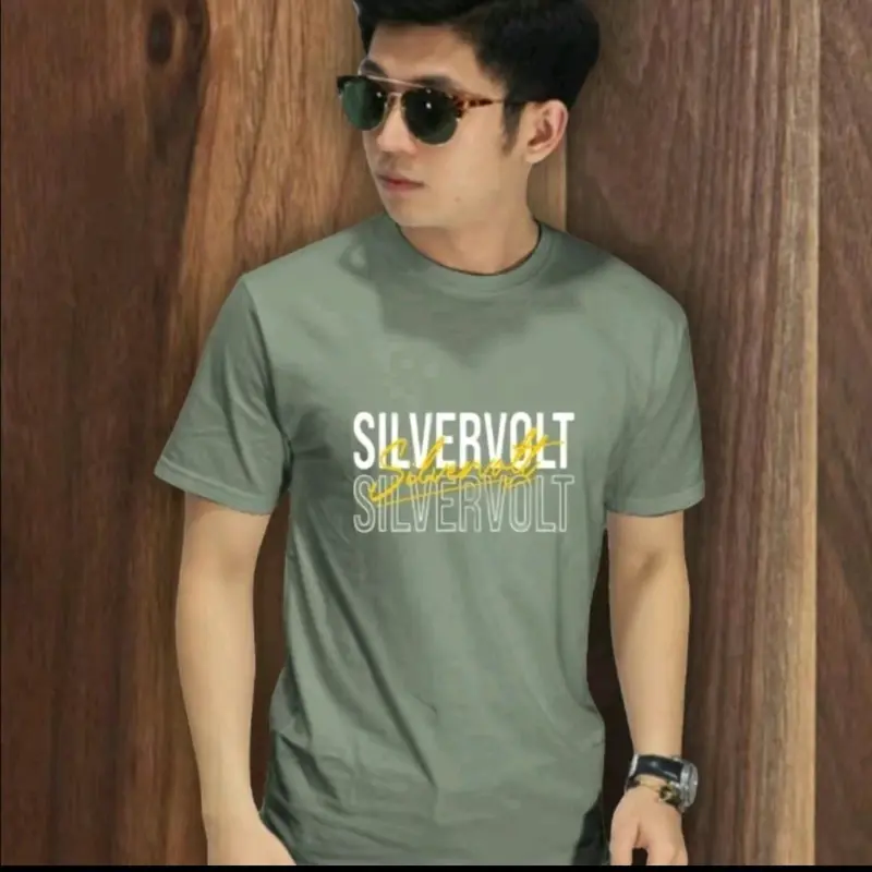 Kaos distro pria lengan pendek hijau sage original silvervolt Sablon premium 3
