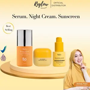 Reglow Sunscreen Wajah Luxury Glow Up SPF 50 PA+++ Tabir Surya Kulit Sensitif Acne Skin Friendly Sunscreen Sunblock Kulit Berminyak dan Mencerahkan Wajah Perawatan Flek Hitam Komedo dan Jerawat
