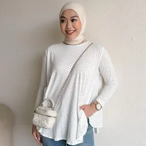 Floral Id - Olivia Top Polkadot Atasan Wanita Kaos Panjang Dewasa Oversize Casual