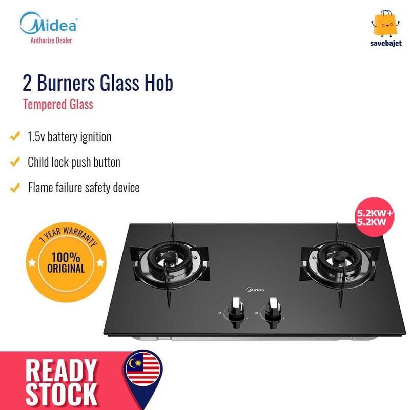 (ST) Midea Dapur Gas 2 Pembakar 2 Tungku Midea Built In Two Burners ...