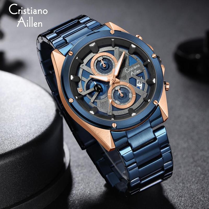 CristianoAillenJamTanganPriaAnalog8895RantaiStainlessSteelChronographKacaSapphireWaterResistant3ATMWatchesWaterproof 6