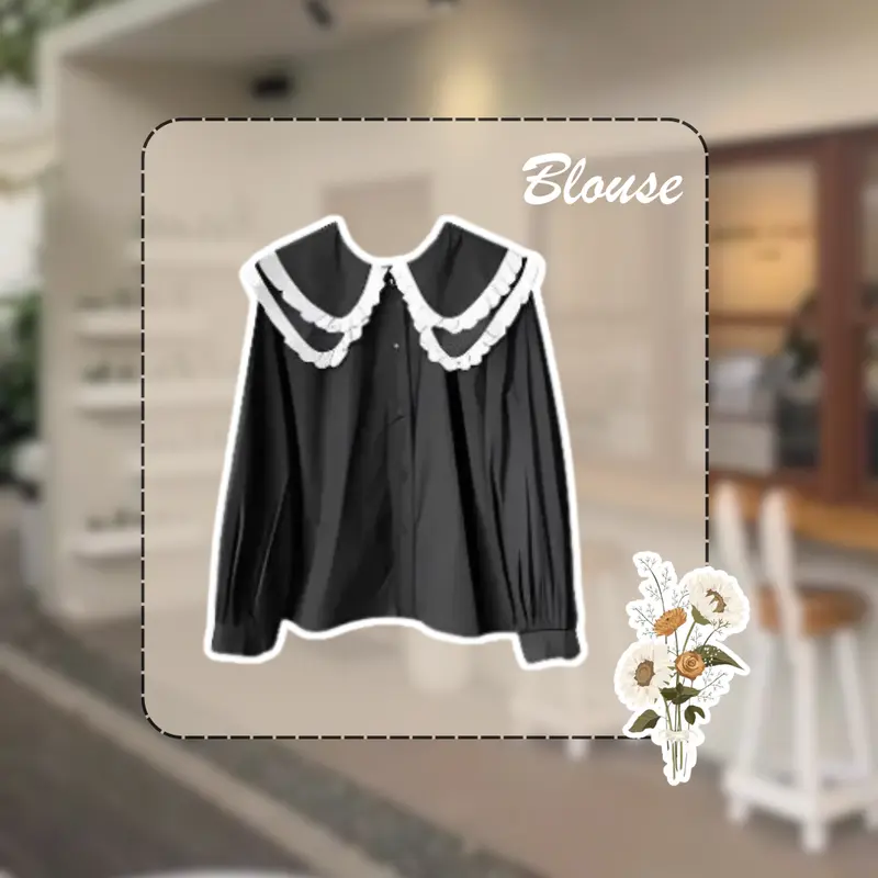 Outfit Set Wanita Korean Style 3in1 Blouse Hitam Set Rok Mokka SET AG133 Baju Celana Crinkle Setelan Atasan Casual Katun Kerja Remaja Simple 2
