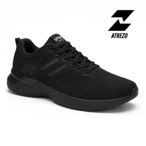 Atrezo - Hiruzen Black Sepatu Sneakers Pria Wanita Sepatu Olahraga Kasual Kerja Sekolah Hitam Sepatu Lari Ringan dan Empuk Sport Running Outdoor Shoes