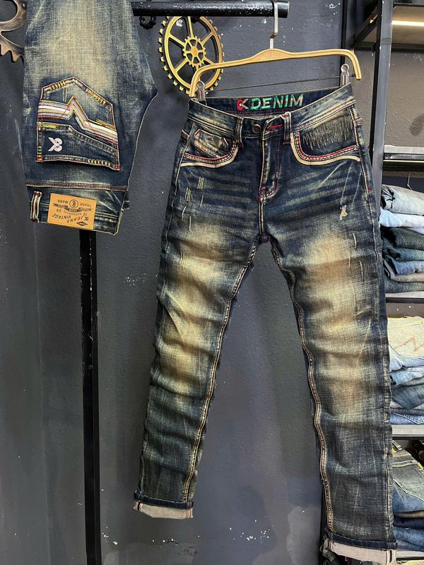 [GIÁ MỞ BÁN] [ 3K DENIM Jean Denim Guangzhou-3KM13 ] Quần Jean Nam Dài Màu Was Đồng Túi Dập Da Logo Mẫu Mớ J3935