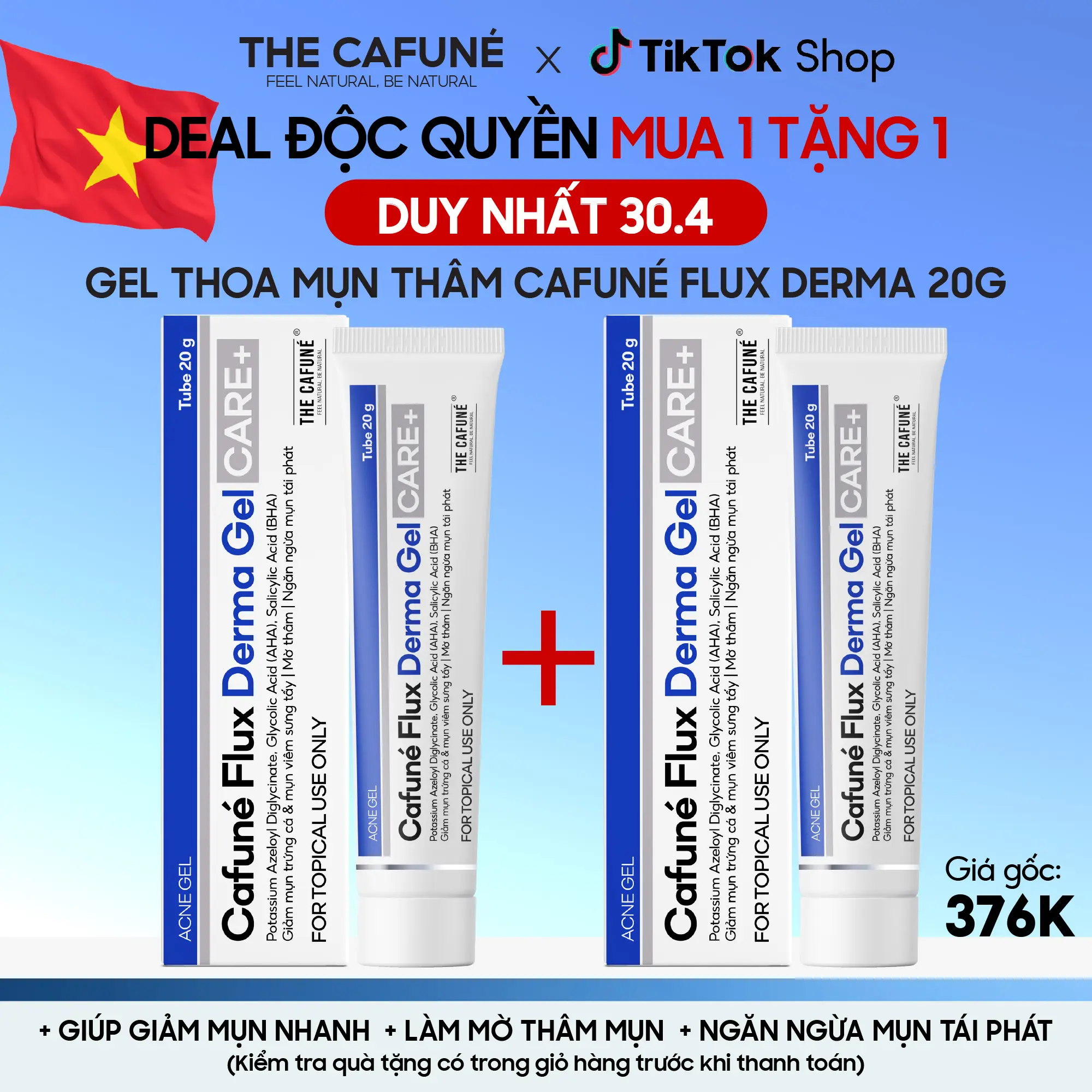 [MỪNG ĐẠI LỄ 30.4 - MUA 1 TẶNG 1] Gel Thoa Mụn Thâm Cafuné Flux Derma Gel 20ml Skincare Chăm Sóc Da Làm Đẹp Da