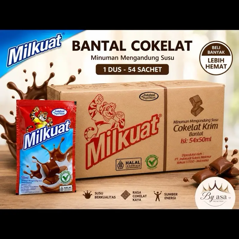 Milkuat bantal 1 dus isi 54 pcs - coklat & stroberi