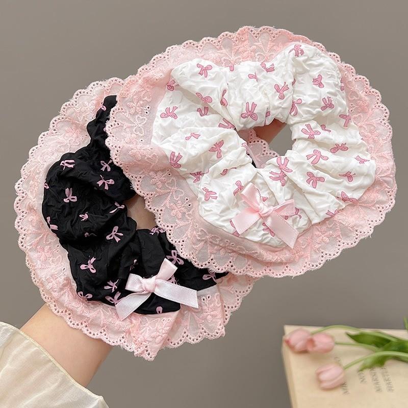 1 Chiếc Ngọt Ngào Bé Gái Nơ Thiết Kế Ren Dây Buộc Tóc Scrunchies Cao Su Đuôi Ngựa Phụ Kiện Tóc