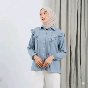 Blouse Wanita Atasan Rachel Cringkel Airflow Terbaru - Crinkle, Baju Muslim Panjang Rempel