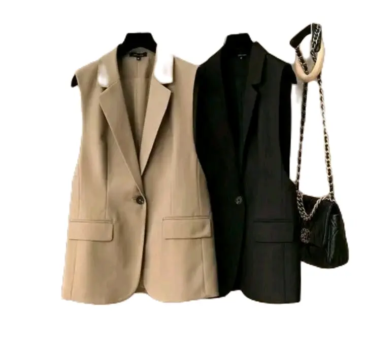 Vest outer Blazer Wanita Formal Tanpa Lengan