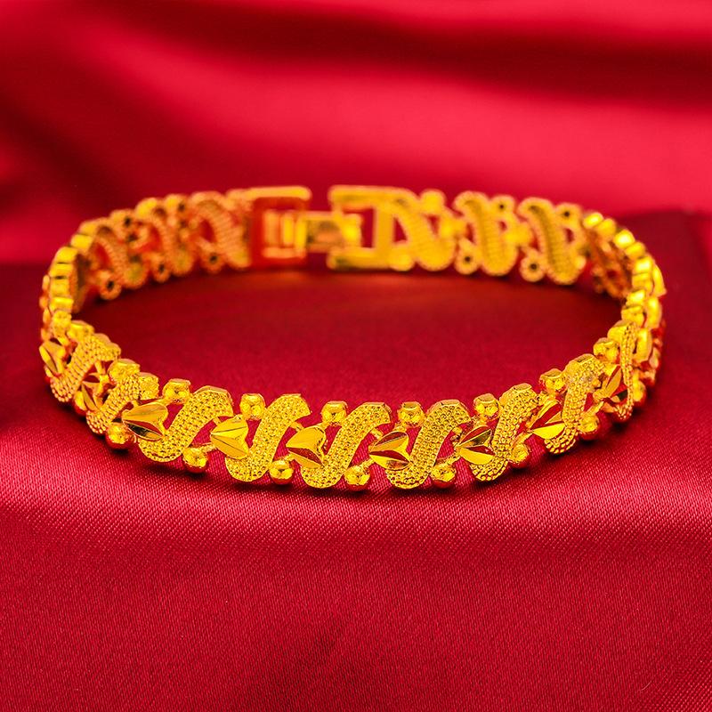 Vòng Tay Thép Titan, Hàng Thật, Mạ Vàng, Dành Cho Phụ Nữ, Với Hạt May Mắn, Dễ Phối Đồ, Vòng Tay Tình Yêu, Vòng Tay Vàng Cặp Đôi, Không Phai Màu