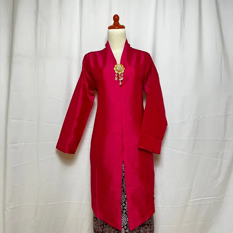 Kebaya Taffeta Encim Tunik Atasan - Bahan Taffeta Premium & Furing - Ukuran S-XXL - Dress, Kain, Kancing, Mewah, Setelan, Baju, Panjang, Wanita, Katun 3