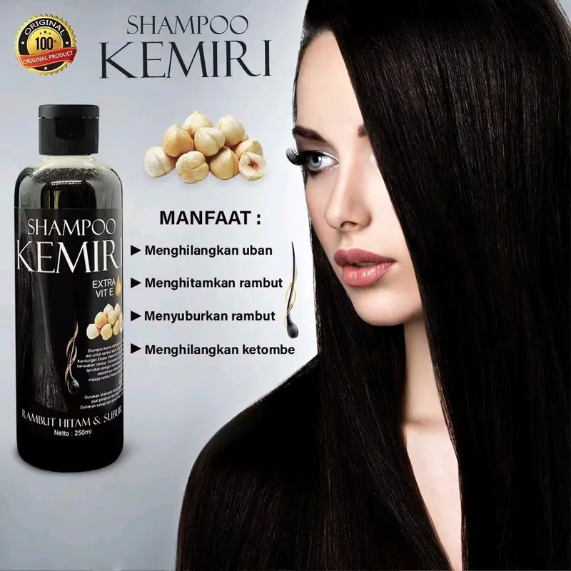 100ml Shampoo Kemiri Hitam Penumbuh Rambut Cepat Penghilang Uban Dan Rontok BPOM 1