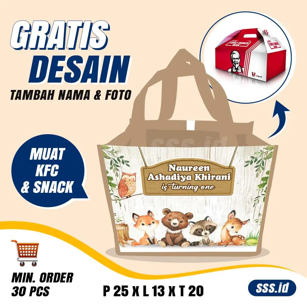 40 pcs - Tas ulang tahun anak Tas Souvenir Ultah custom murah