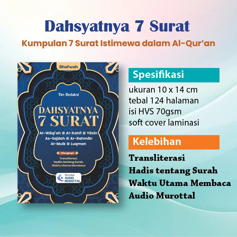 SOFWAH | Buku Saku 7 Surat Istimewa Al-Qur'an - (Al-Waqi'ah, Al-Kahfi, Yasin, dll) - Lengkap Transliterasi & Audio Murottal