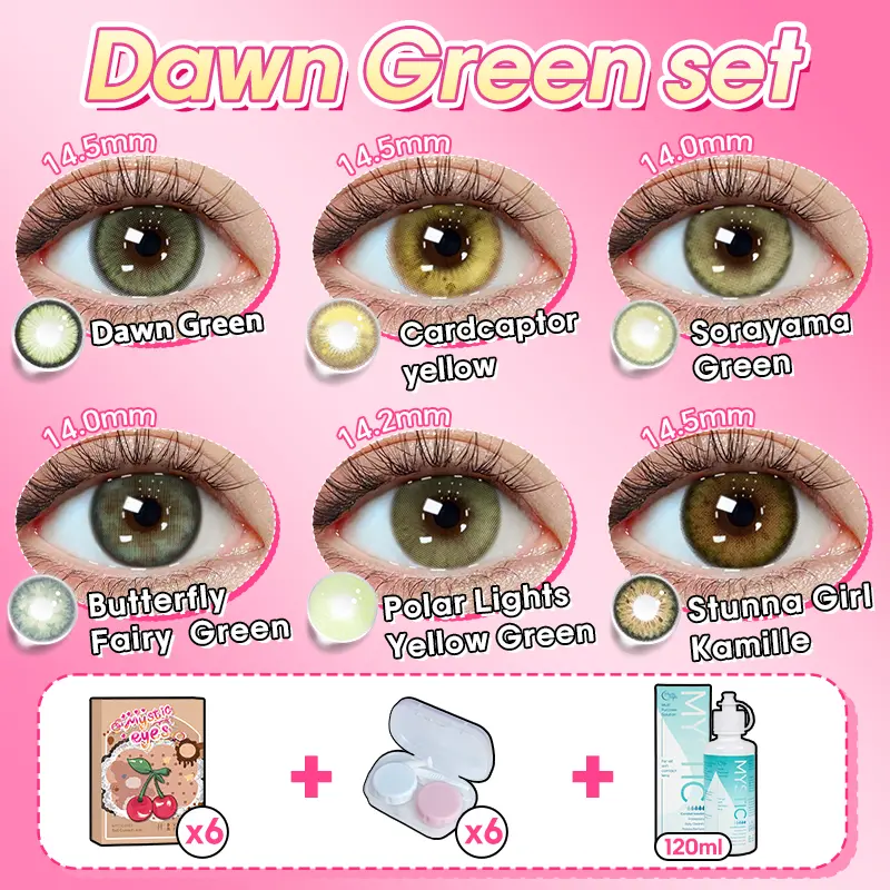 [ Beli 6 GRATIS 13 ] Mysticeyes Softlens Mata 14.0mm-14.5mm (NORMAL) Paket kombinasi :6 Pasang Softlens +Air Pencuci Softlens 120ML+ 6Casing Gratis 5