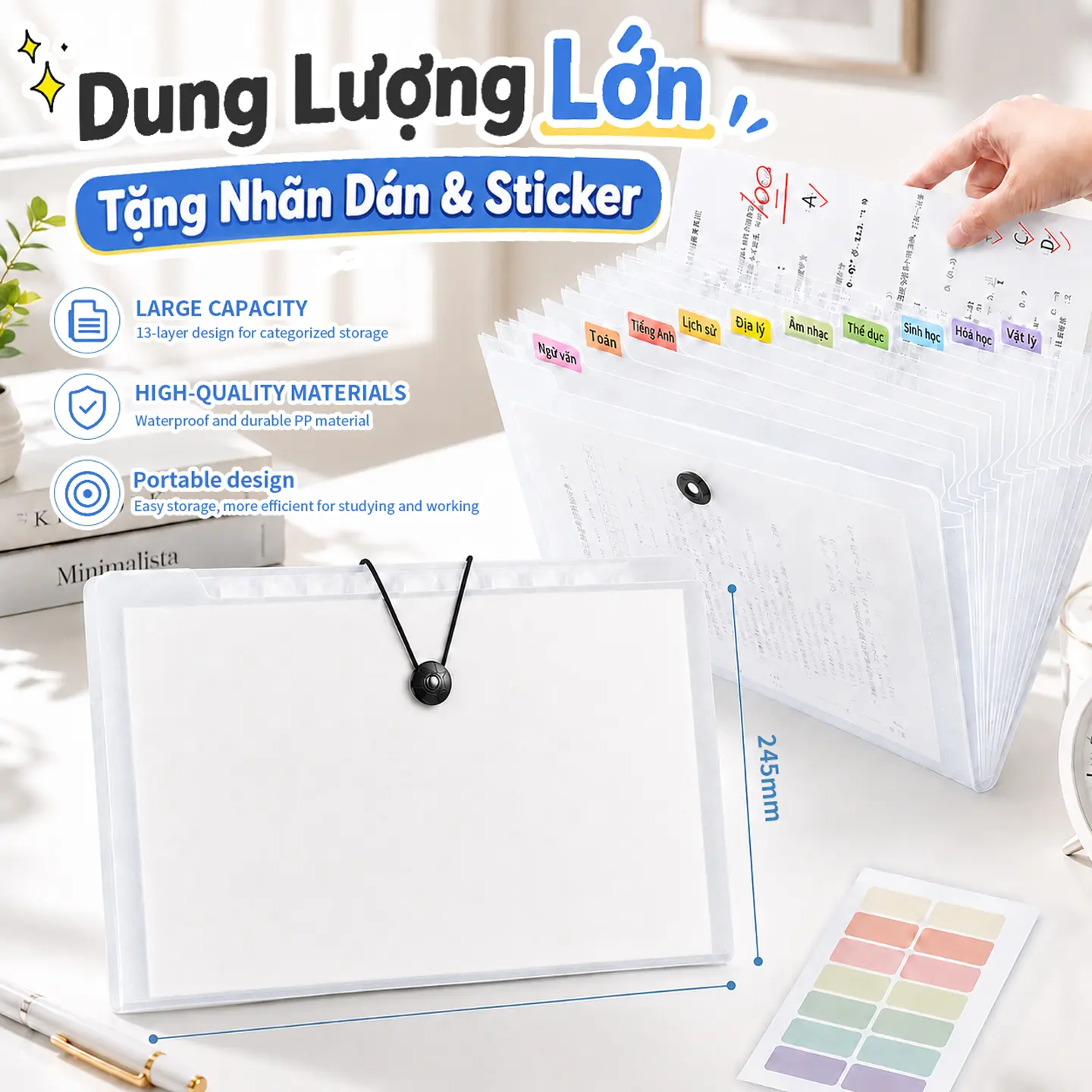 Túi Đựng Tài Liệu A4 5/8/12 Ngăn M.Y – Cặp File Hồ Sơ Nhiều Ngăn